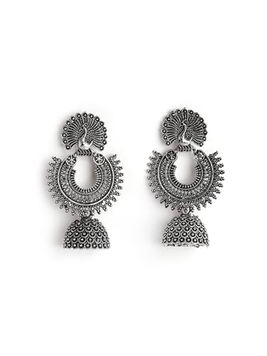 Image of INDO ERA Silver-Plated Contemporary Assorted Jhumka Earrings for Girls and Women | You will get any one Jhumka from all