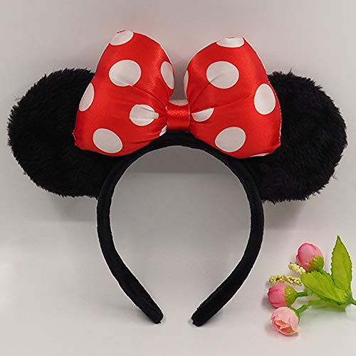 House Cloud - Diadema negra con orejas de Minnie Mouse con lazo rojo a lunares blancos - Diadema para niños y adultos - 4 Colores diferentes ROSSO UP