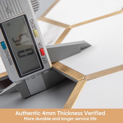 Diflart Peel and Stick Kitchen Backsplash Tiles Gold and White Hexagon PVC Wall Tile Faux Marble for Kitchen Bathroom Pack of 10 Sheets - Image 5