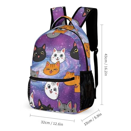 Backpack Bookbag Set Cute Cats Animals Backpack with Lunch Bags and Makeup Bag Shoulder Bag with Lunch Box Storage Bags2