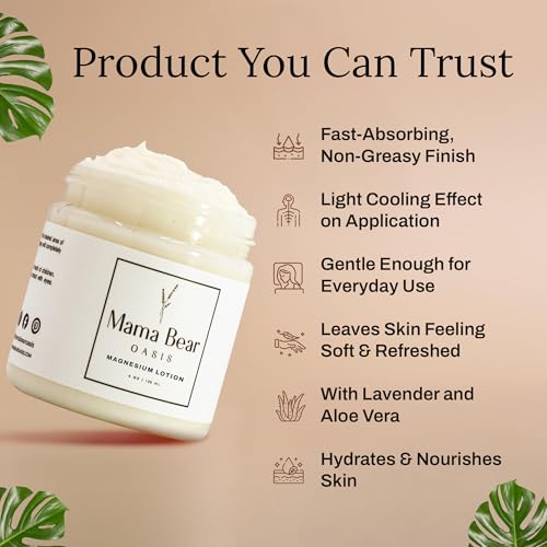 Mama Bear Oasis Lotion - Magnesium Cream - Lavender Magnesium Lotion for Foot, Hands, Legs, Toes Includes Arnica, Vitamin B6, Aloe Vera, MSM (Pack of 1) - Image 5