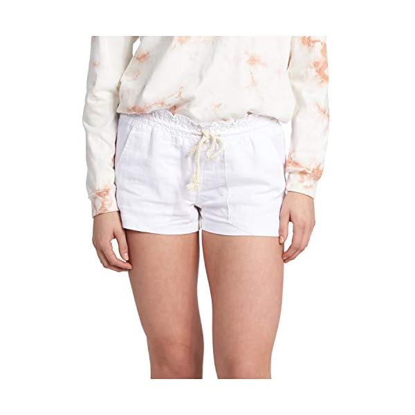 Roxy-Womens-Oceanside-Beach-Short Roxy Women's Oceanside Short Elastic Waist Non Denim Shorts, Sea Salt, X-Small