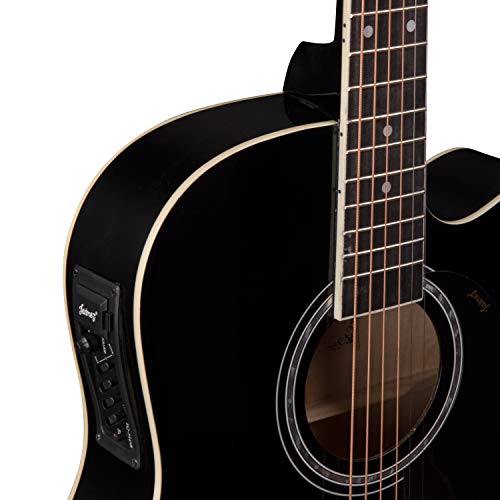 Image of Juarez Arpeggio JRA41SP-TLQ-BK 104.14 cm (41 Inch) Semi-Acoustic Guitar Kit, Thin Line Body, Spruce Top, with 4 Band EQ, High Gloss Black