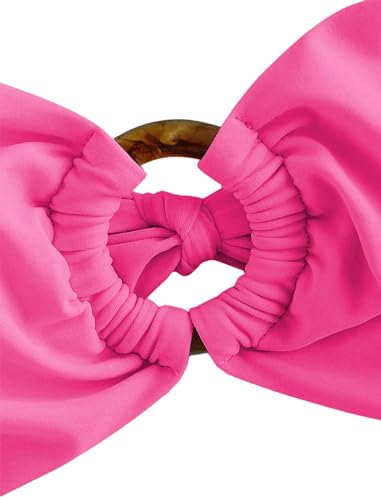 Image of ZAFUL Women's Bandeau Bikini O Ring Strapless Tie Back High Cut Two Piece Swimsuit Bathing Suits