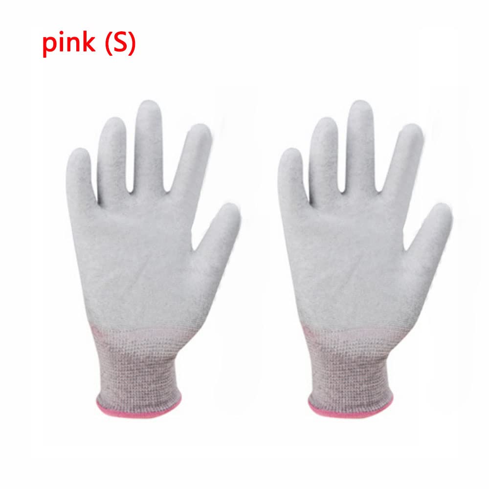 SagaSave Gants de travail pour hommes, gants de paume en polyuréthane antistatiques multi-usages antidérapants Gants de travail antidérapants pour ordinateur PC, réparation de téléphone(5 paires, S)