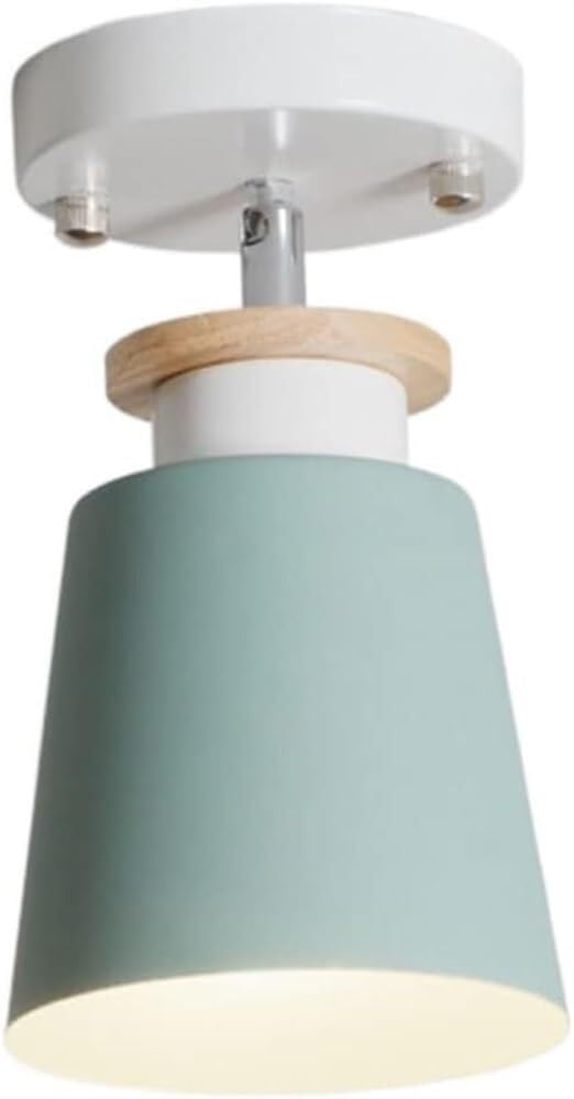 LYMSXAZOU Semi Flush Mount Ceiling Light 1 Metal Semi-Ceiling Lamp Rotatable Decor Scandinavian Pendant Lighting(Green)
