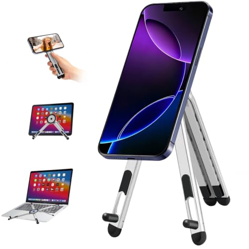 Image of 3-in-1 Portable Laptop Stand with Magnetic Phone Holder, White