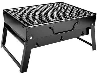 Outdoor4less Portable Folding Simple BBQ Charcoal Grill Black - Lightweight, Foldable - For Camping, Picnic, Outdoor - 17" x 12'' x 9"