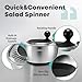 SveBake 5L Salatschleuder Edelstahl mit Stopptaste, BPA-Freie Gemüse Salatschleudern, Transparenter Deckel und Abflussloch, rutschfeste Unterseite, Spülmaschinenfeste Salad Spinner
