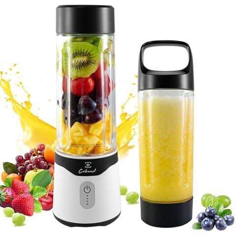 COKUNST Portable Blender, 18 oz Personal Blender for Smoothies and Shakes, USB Rechargeable Small Blender with Powerful 6 Blades, Mini Single Blender Cup with Extra Lid for Travel Gym Kitchen - Black Cover
