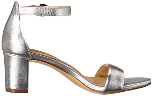 Naturalizer Womens Vera Ankle Strap Block Heel Dress Sandal ,Silver Metallic Leather,9M #TOP5