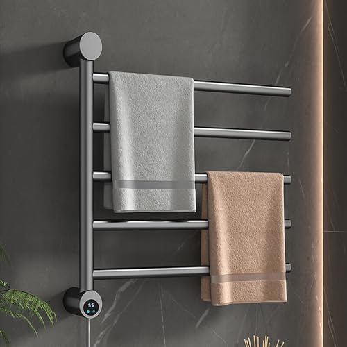 Electric Heated Towel Rack - Wall Mounted Towel Warmer with Timer & LED Indicator - Fast Heating Bathroom Accessories for Cozy Towels and Spa-Like Experience