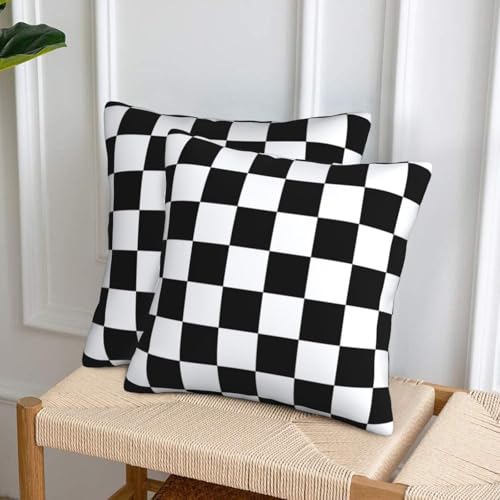 Tebjh Checkered Pillow Covers 20x20 in Sets of 2 Couch Black and White Plaid Pillow Case Modern Decorative Square Throw Pillows for Home Living Room Bedroom Bed Cushion by Tebjh - Used condition - Image 6