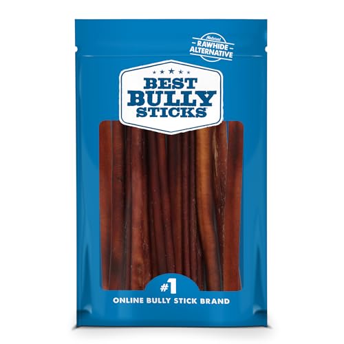 Best Bully Sticks 12 Inch Bully Sticks for Dogs - 10 Count (Pack of 1) - Natural, Easily Digestible, 100% Grass-Fed Beef, Grain and Rawhide Free