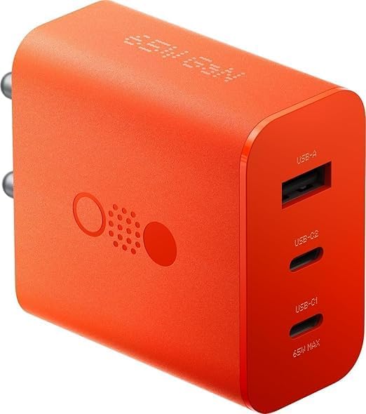 Image of CMF by Nothing 65W GaN 3A Multiport Mobile PD Charger, Type C Charger Block Compatible for Nothing Phone 2a /Phone 2 /Phone 1,Supports Other Type-C Devices,Nothing Fast Charging Adapter, (Orange)