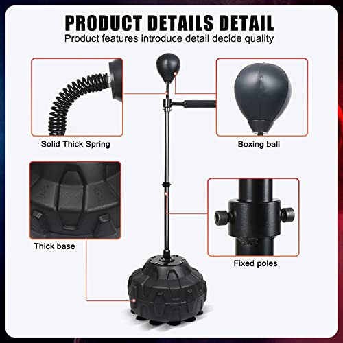 Boxing Speed Trainer Punching Bag Spinning Bar, Training Boxing Ball With Reflex Bar Free Standing, 45-80In Adjustable Height, For Adult&Kid, With Two Ball #TOP4