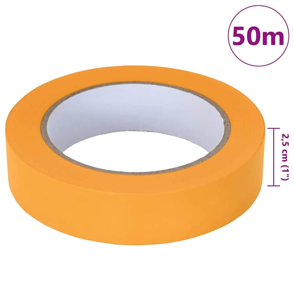 Malerklebebänder 6 Stück gelb, Papier, 25 mm x 50 m je Rolle, für Innen und Außen, sauber ablösbar, für Renovierung, Abdeckband, Heimwerker und Werkstatt