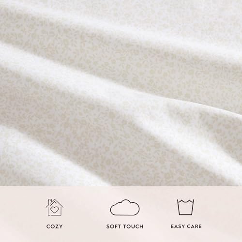 Image of Laura Ashley - King Sheet Set, Crisp & Cool Cotton Percale Bed Sheets, Deep Pockets, Bedding with Matching Fitted Sheet & Pillowcases (Chelsie Vine Yellow)
