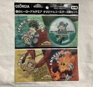 GEORGIA 僕のヒーローアカデミア オリジナルコースター2柄セット 緑谷出久ホークス 2種 ヒロアカ コカ・コーラ