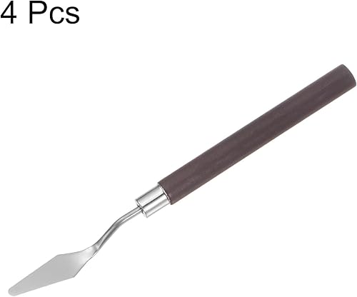 Miniatura 3 de 4 cuchillos de paleta n. 6 de 0.472 in de ancho de acero inoxidable pequeña espátula puntiaguda cuchillo de paleta de pintura con mango de madera