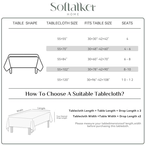 Softalker Outdoor Checkered Tablecloth Rectangle, Spring Summer Linen Cotton Gingham Table Cloth with Tassel, Heavy Duty Wrinkle Free Buffalo Plaid Table Cover for Picnic Camping - 55 x 102 Inch, Sage by Softalker - Used condition - Image 6