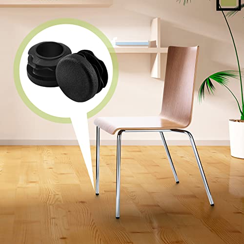 Image of Jiozermi 24 Pcs 1 inch Round Plastic Plug, Black Round Plastic End Cap Furniture Finishing Plug for Pipe Post, Chairs and Furniture