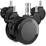 AAGUT Office Chair Wheels 2 Inch Replacement with Brakes Stool Caster Wheels for Soft Floors and Carpet, Standard Black Locking Chair Casters Set of 5