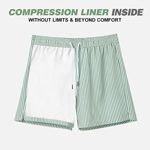 Image of BRISIRA Mens Swim Trunks Swim Shorts Quick Dry 5 inch Inseam Beach Shorts with Compression Liner and Zipper Pocket