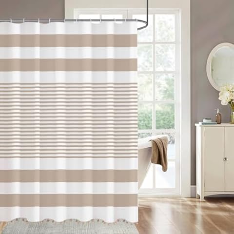 GiuMsi 72"x72" Beige and White Shower Curtain Cover