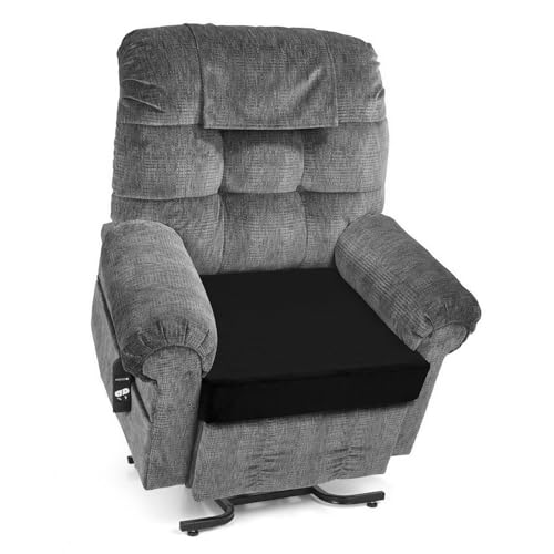 SINOSSO Velvet Large Chair Cushion for Elderly 20" x 20" x 3", High Density Foam Seat Cushion for Recliner Couch Armchair, Thickened Chair Pad, Black