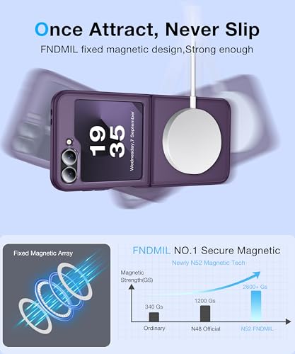 Image of NO.1 Magnetic for Samsung Galaxy Z Flip 6 Case Compatible with MagSafe [Military Grade Drop Tested][Translucent Matte][Anti-Fingerprint] Soft Silicone Bumper for Samsung Flip 6 Case,Purple
