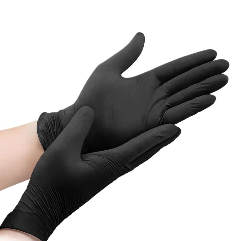 Guanti monouso in nitrile 100/50/20 pezzi, senza lattice, polvere, for pulizia, 4 mil, for meccanici industriali, tatuaggi e cucina(Black 100PCS,L)