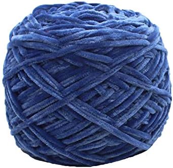 Clisil Knitting Chenille Yarn DIY Dark Blue Velvet Chenille Yarn 8oz/250g Bulky Luxury Polyester Chenille Yarn for Crochet Hat Scarf Sweater Shawl Toy