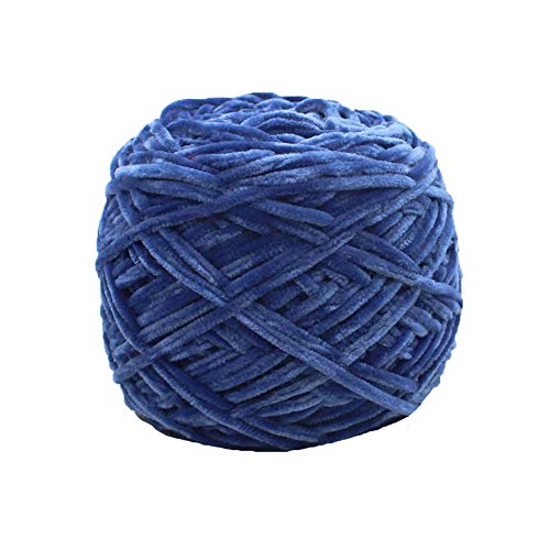 Clisil Knitting Chenille Yarn DIY Dark Blue Velvet Chenille Yarn 8oz/250g Bulky Luxury Polyester Chenille Yarn for Crochet Hat Scarf Sweater Shawl Toy