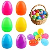 IWIDYA 24 Stück Ostereier zum Befüllen - Plastikeier in 6 Farben (Rot, Gelb, Blau, Grün, Lila, Pink), 6x4cm - Wiederverwendbar & Spülmaschinengeeignet,Für Ostereiersuche, Osterkorb