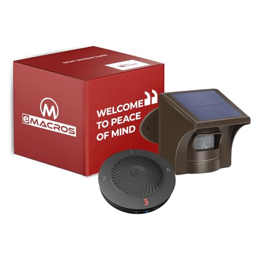 eMACROS Solar Wireless Driveway Alarm — 1/2 Mile Long Range Motion Sensor for Long Driveways,...