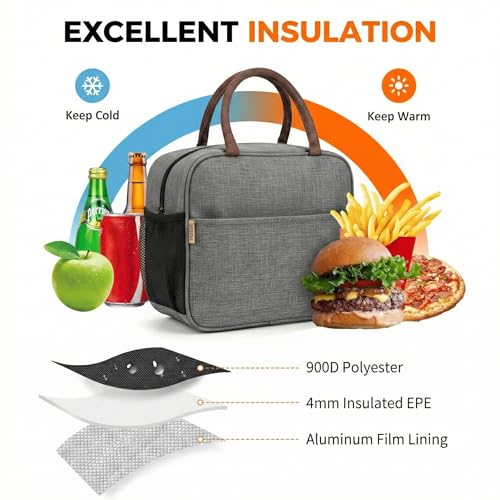 Image of FOSSE (7.5 L Insulated Travel Lunch /Tiffin /Storage Bag for Office, College & School | Hot & Cold Travel Lunch Box for Men,Women | Tiffin Box & Bottles, Picnic Bag (Grey)