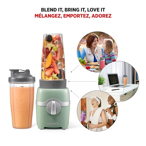 Starfrit Personal Blender - Two 828ml Cups - High, Low & Pulse Modes - 300W - Sage by Starfrit - Image 8