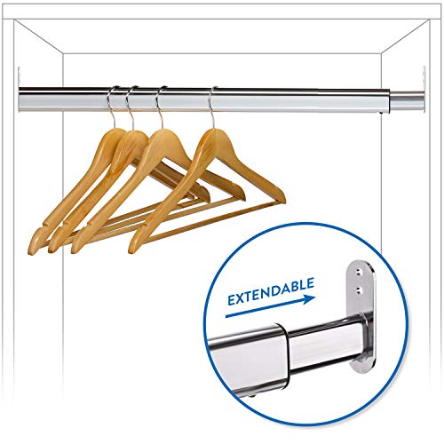 Tatkraft Butler Riel de Armario Extensible, Barra Hecha de Acero Cromado, Capacidad de Carga de hasta 100 kg o 50 Perchas, Longitud Ajustable 60-90 cm