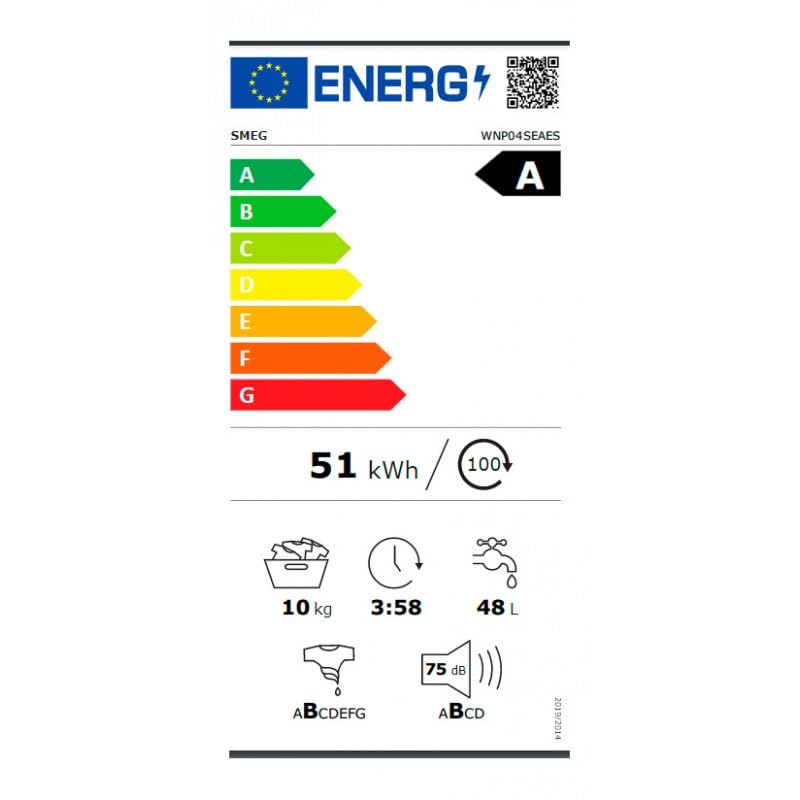Lavadora SMEG WNP04SEAES Blanco 10Kg 1400 A Vapor
