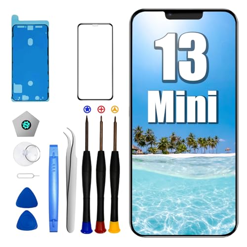 Il kit di sostituzione dello schermo per iPhone13 Mini include: 1x Schermo LCD di ricambio per iPhone 13 Mini + Un set di strumenti di riparazione + 1x Adesivo per cornice impermeabile + 1x Protezione per schermo