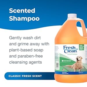   Pet-Ag-Fresh-n-Clean-Scented-Shampoo-Classic-Fresh-Scent-1-Gallon-Moisturizes-with-Vitamin-E-Aloe-Vera-Strengthens-Repairs-Coats-Soap-Free