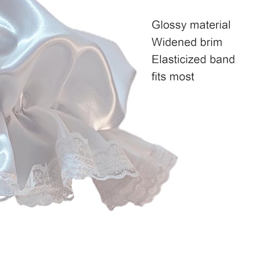 White Mob Cap Night Cap Bonnets for Women Grandma Costume Colonial Costume Lace Night Hat Accessories for Girls and Women 5