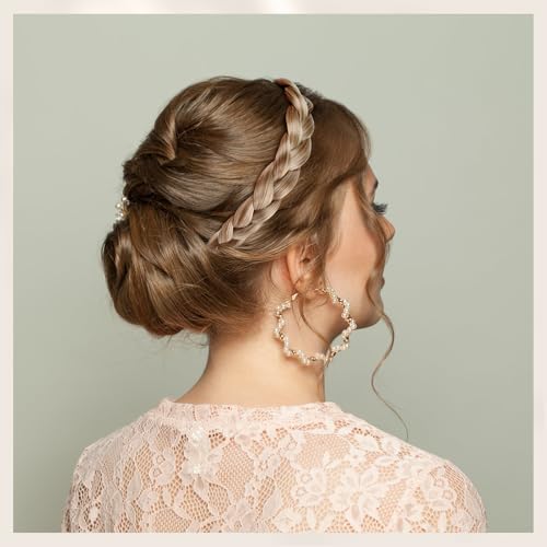 Geflochtenes Haarband, 3 Stränge Haarband Geflochten, Verstellbarer Geflochtenes Stirnband, Elastische Geflochtener Haarreif für Damen Mädchen, Geflochtener Zopf Haarbands für Hochzeit Oktoberfest