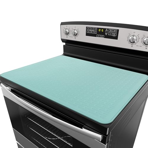 Stove Top Cover for Electric Stove - Silicone Stove Mat for Glass Top, Glass Cooktop Protector, XL Dish Drying Mats For Kitchen,Oven Covers for Electric Stove (Aqua,30 x 21)