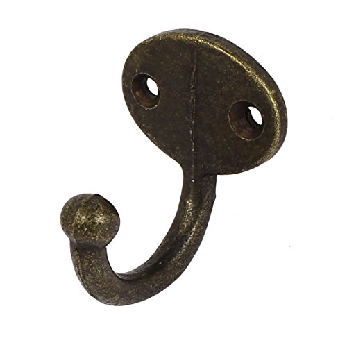 Image of Aexit Wardrobe Bookcase Nails, Screws & Fasteners Alloy Wall Mounted Single Hook Hanger Bronze Picture Hangers Tone 5pcs