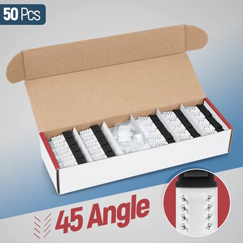 Image of Everest 45 Degree RJ45 Cat6 Keystone Jacks Slim Profile 50-Pack Black | Compatible with 45 Angled Speed Termination Tool - 45Term (B0BL3GS7ZY)