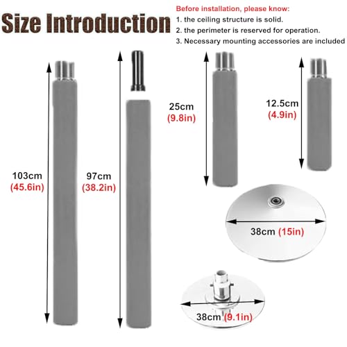 Barre de pole dance noire 2.7-3.7 m avec attache en silicone