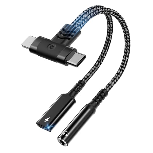 【2025 HiFi音質】USB-C/Lightning to 3.5mm 2in1 Lightning + タイプc イヤホンPD60W iPhone イヤホン変換アダプタ 急速充電 音楽を聴く 変換アダプタ 内臓チップ 3.5MM 交換 音楽再生/通話