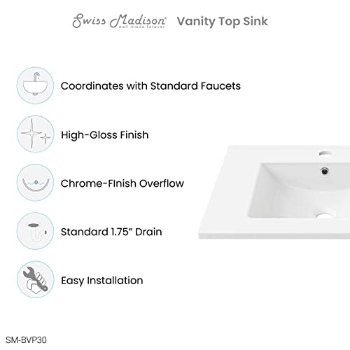 Swiss Madison SM-BVP30 30 Inch Ceramic Vanity Sink Top thumb #1
